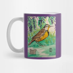Oregon state bird and flower, the meadowlark and Oregon grape Mug